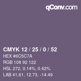 Color code: CMYK 12 / 25 / 0 / 52 | qconv.com