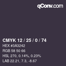 Color code: CMYK 12 / 25 / 0 / 74 | qconv.com