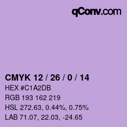 カラーコード: CMYK 12 / 26 / 0 / 14 | qconv.com