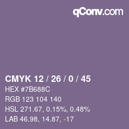 Color code: CMYK 12 / 26 / 0 / 45 | qconv.com