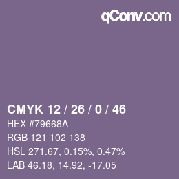 Color code: CMYK 12 / 26 / 0 / 46 | qconv.com