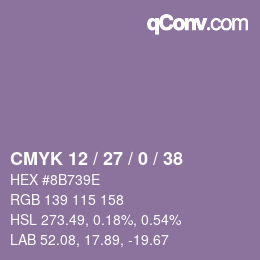 Code couleur: CMYK 12 / 27 / 0 / 38 | qconv.com