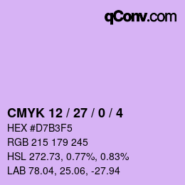 Color code: CMYK 12 / 27 / 0 / 4 | qconv.com