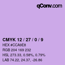 カラーコード: CMYK 12 / 27 / 0 / 9 | qconv.com