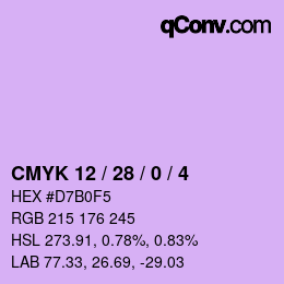 カラーコード: CMYK 12 / 28 / 0 / 4 | qconv.com