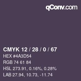 Farbcode: CMYK 12 / 28 / 0 / 67 | qconv.com