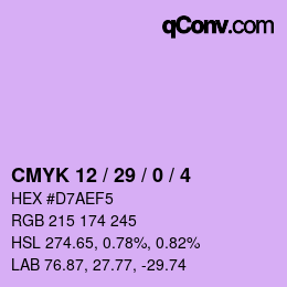 Color code: CMYK 12 / 29 / 0 / 4 | qconv.com