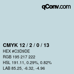 カラーコード: CMYK 12 / 2 / 0 / 13 | qconv.com
