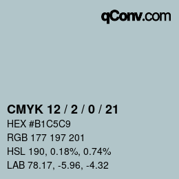 Color code: CMYK 12 / 2 / 0 / 21 | qconv.com
