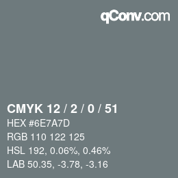 Color code: CMYK 12 / 2 / 0 / 51 | qconv.com