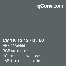 Color code: CMYK 12 / 2 / 0 / 60 | qconv.com