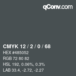 カラーコード: CMYK 12 / 2 / 0 / 68 | qconv.com