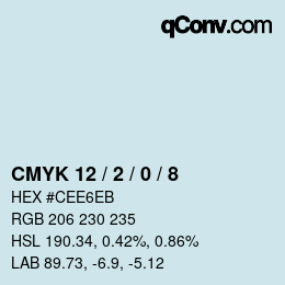 カラーコード: CMYK 12 / 2 / 0 / 8 | qconv.com