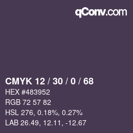 Farbcode: CMYK 12 / 30 / 0 / 68 | qconv.com