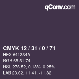 Color code: CMYK 12 / 31 / 0 / 71 | qconv.com