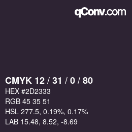 Color code: CMYK 12 / 31 / 0 / 80 | qconv.com