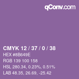 カラーコード: CMYK 12 / 37 / 0 / 38 | qconv.com