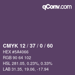 カラーコード: CMYK 12 / 37 / 0 / 60 | qconv.com