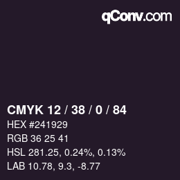 Color code: CMYK 12 / 38 / 0 / 84 | qconv.com