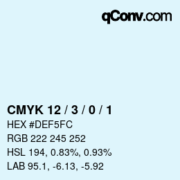 カラーコード: CMYK 12 / 3 / 0 / 1 | qconv.com
