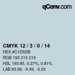 カラーコード: CMYK 12 / 3 / 0 / 14 | qconv.com