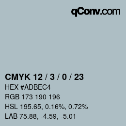 颜色代码: CMYK 12 / 3 / 0 / 23 | qconv.com