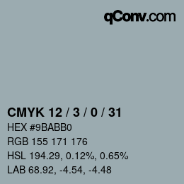 カラーコード: CMYK 12 / 3 / 0 / 31 | qconv.com