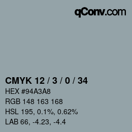 カラーコード: CMYK 12 / 3 / 0 / 34 | qconv.com