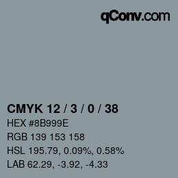 カラーコード: CMYK 12 / 3 / 0 / 38 | qconv.com