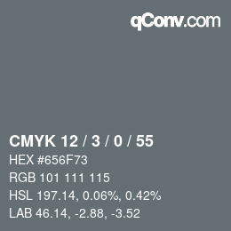 カラーコード: CMYK 12 / 3 / 0 / 55 | qconv.com