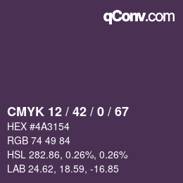 颜色代码: CMYK 12 / 42 / 0 / 67 | qconv.com