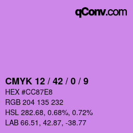 颜色代码: CMYK 12 / 42 / 0 / 9 | qconv.com