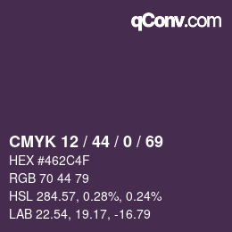 Color code: CMYK 12 / 44 / 0 / 69 | qconv.com
