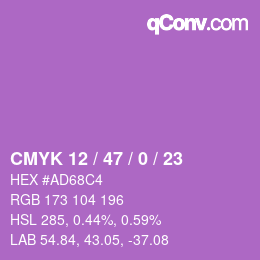 颜色代码: CMYK 12 / 47 / 0 / 23 | qconv.com