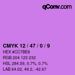 Color code: CMYK 12 / 47 / 0 / 9 | qconv.com