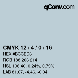 カラーコード: CMYK 12 / 4 / 0 / 16 | qconv.com