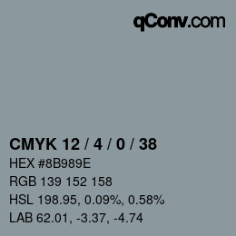 カラーコード: CMYK 12 / 4 / 0 / 38 | qconv.com