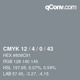 颜色代码: CMYK 12 / 4 / 0 / 43 | qconv.com