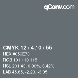 Color code: CMYK 12 / 4 / 0 / 55 | qconv.com