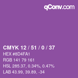 Color code: CMYK 12 / 51 / 0 / 37 | qconv.com