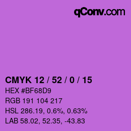 カラーコード: CMYK 12 / 52 / 0 / 15 | qconv.com