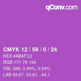 カラーコード: CMYK 12 / 59 / 0 / 24 | qconv.com
