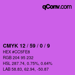 カラーコード: CMYK 12 / 59 / 0 / 9 | qconv.com