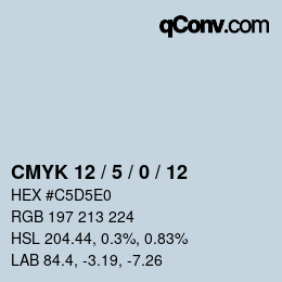 カラーコード: CMYK 12 / 5 / 0 / 12 | qconv.com