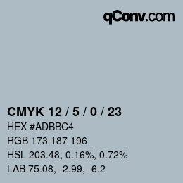 Color code: CMYK 12 / 5 / 0 / 23 | qconv.com