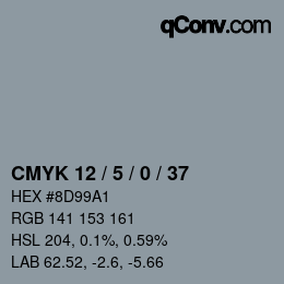 カラーコード: CMYK 12 / 5 / 0 / 37 | qconv.com