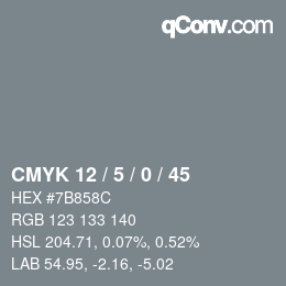 Color code: CMYK 12 / 5 / 0 / 45 | qconv.com