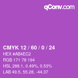 カラーコード: CMYK 12 / 60 / 0 / 24 | qconv.com