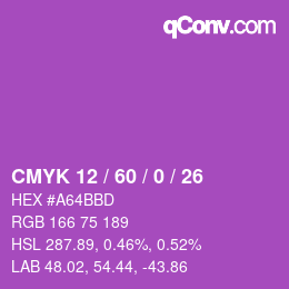 カラーコード: CMYK 12 / 60 / 0 / 26 | qconv.com
