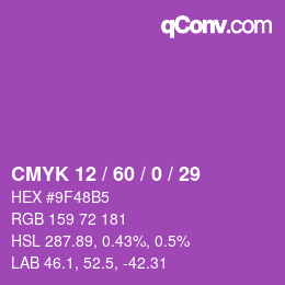 颜色代码: CMYK 12 / 60 / 0 / 29 | qconv.com